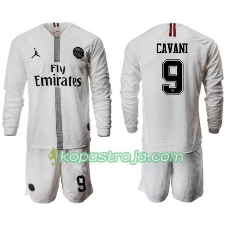 Billiga Fotbollströjor Paris Saint-Germain CAVANI 9 Jodan Vit Barn Tredje tröja 2018/19 Långärmad